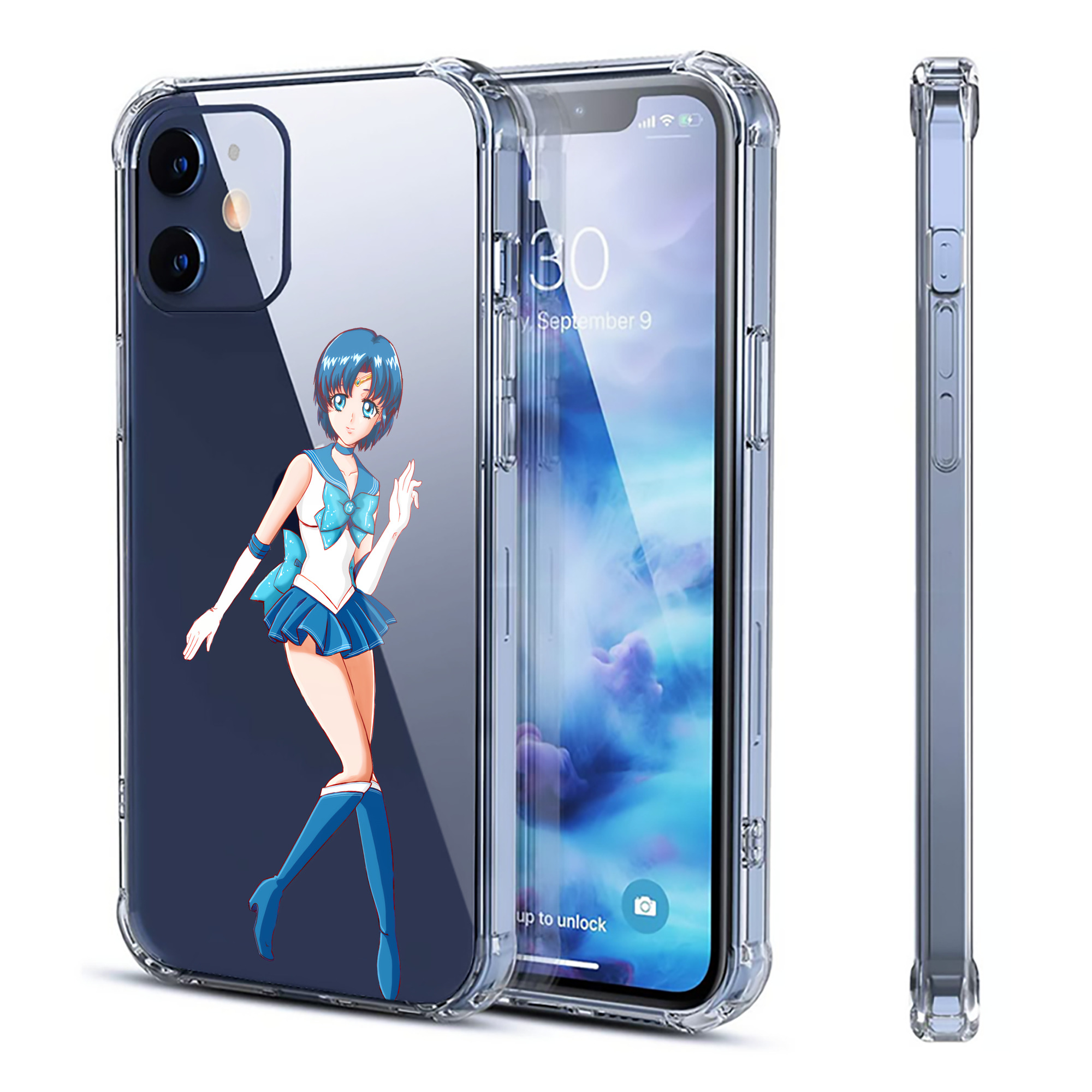 （画像用） 美少女戦士セーラームーン 水野 亜美 みずの あみ Sailor Moon Mizuno Ami 【iPhone 12シリーズ対応】透明スマホケース（クリアソフトケース）
